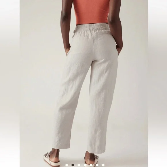 Athleta Voyager Linen Pant #586941 Natural Tan Size 12 - Picture 3 of 11